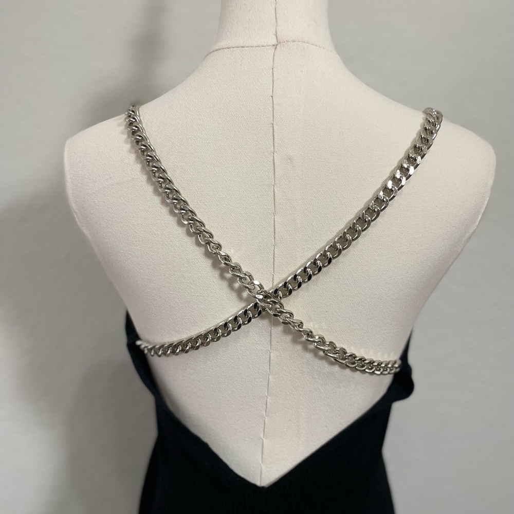 LuxeDress Chain Strap Black Knit Maxi Dress 🖤 - Picture 4 of 9